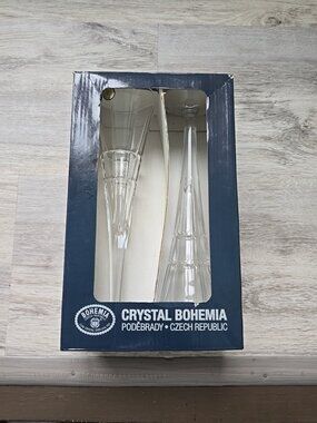 Bohemia 24% PBO Lead Crystals Clear Champagne Flute Set Of 2 NEW In Box